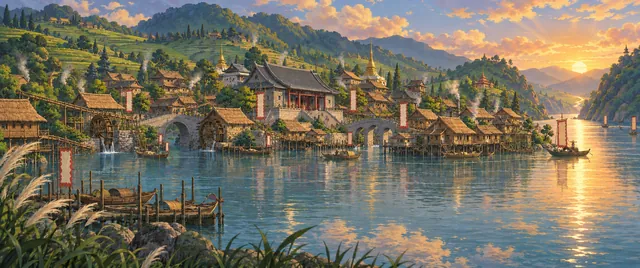 Da Village at sunset