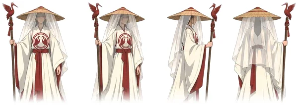 Members of the Red Crane in white robes and long veils